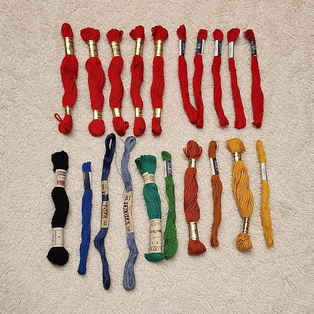 Embroidery Floss & Yarn Lot Of 20 Mixed Brands, Mixed Colors